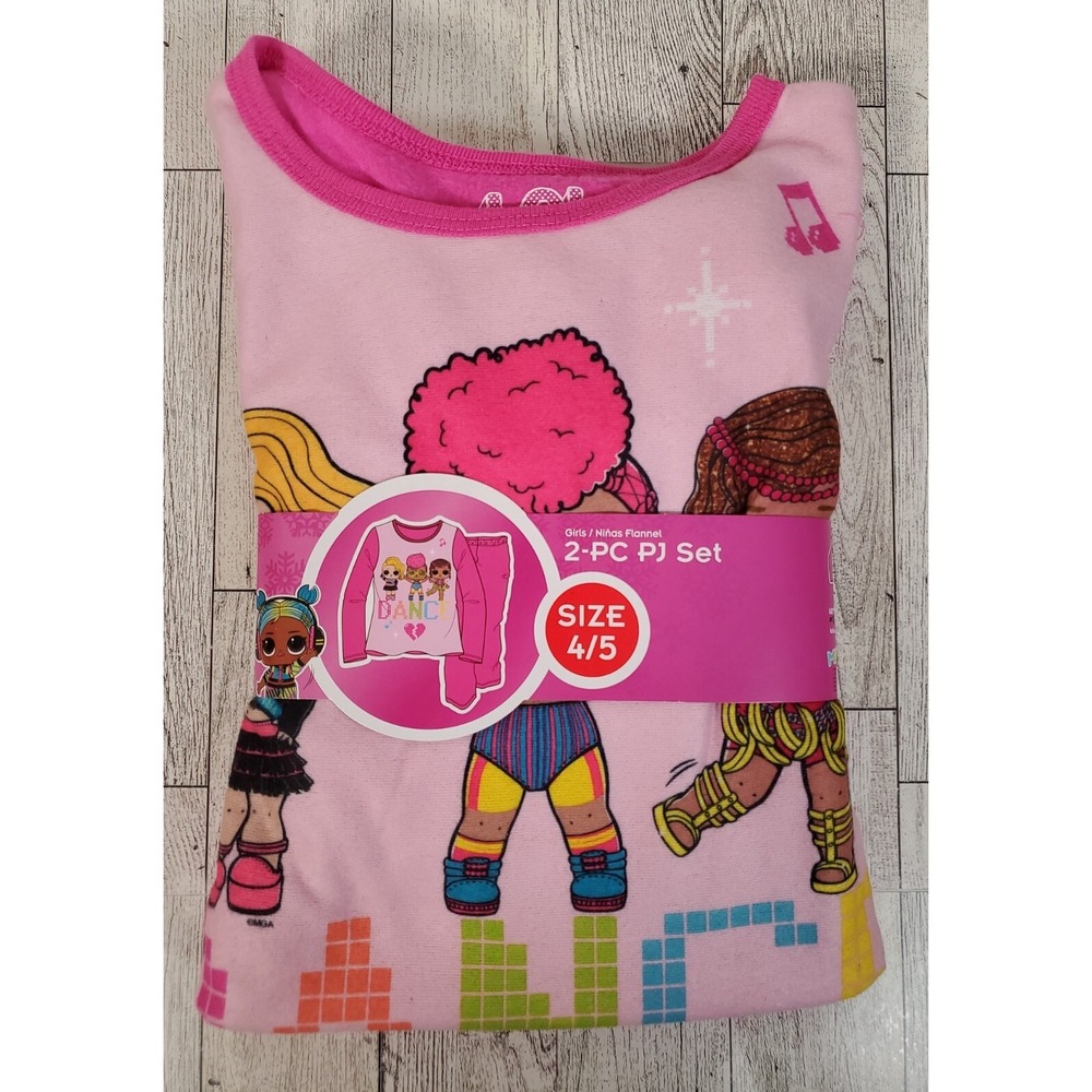L.O.L. Surprise Pajama Set 4-5 Girls Pink Flannel 2pc Dance NEW